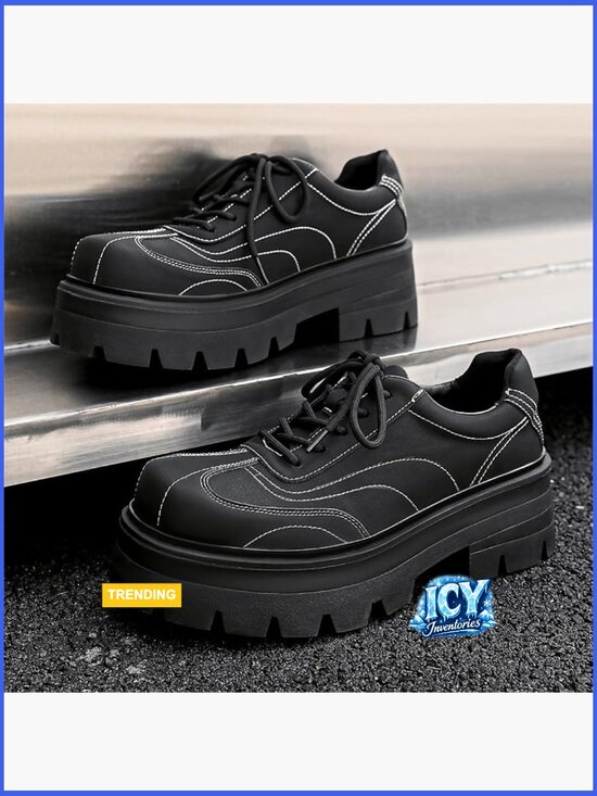 Men\'s Chunky Platform Fashion Sneakers Height Boosting Leather Oxfords main image 7